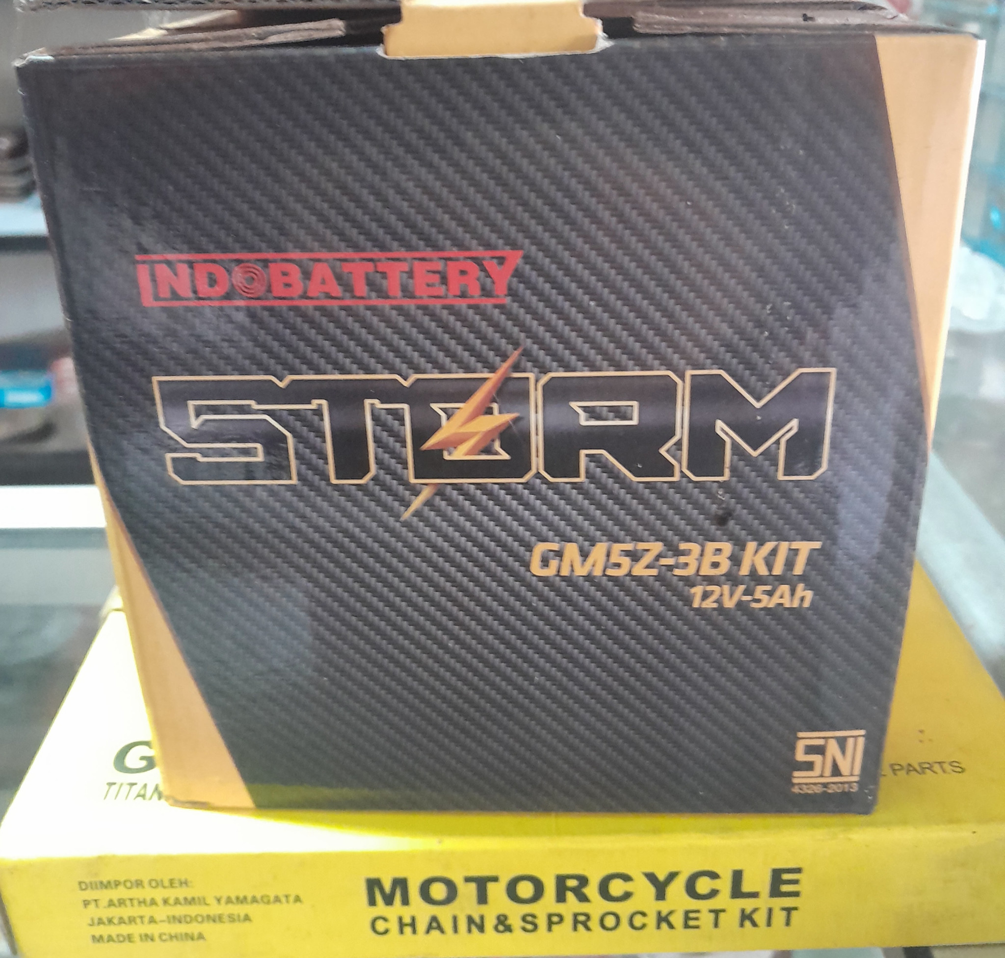 produk Accu motor indo battery storm tipe DM5z-3B KIT 12V-5AH