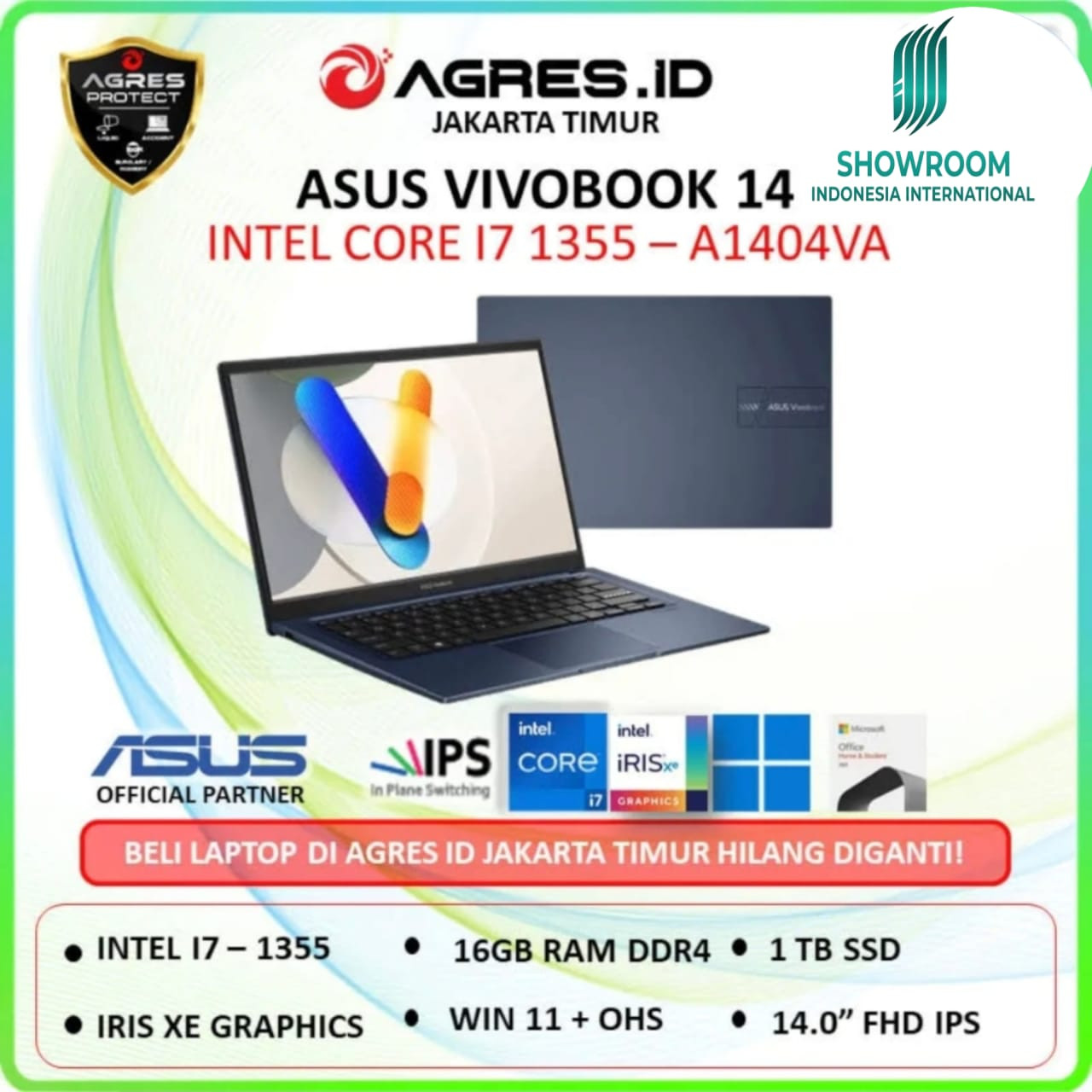 produk Laptop ASUS VIVOBOOK CORE I7 Ram 16 GB 1 TB SSD 15,6" FULL HD